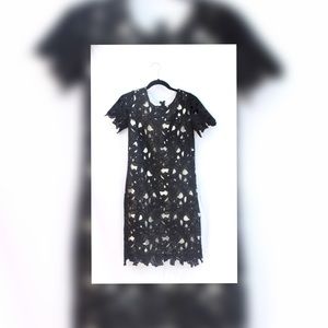 Black and White Floral Laced Dress